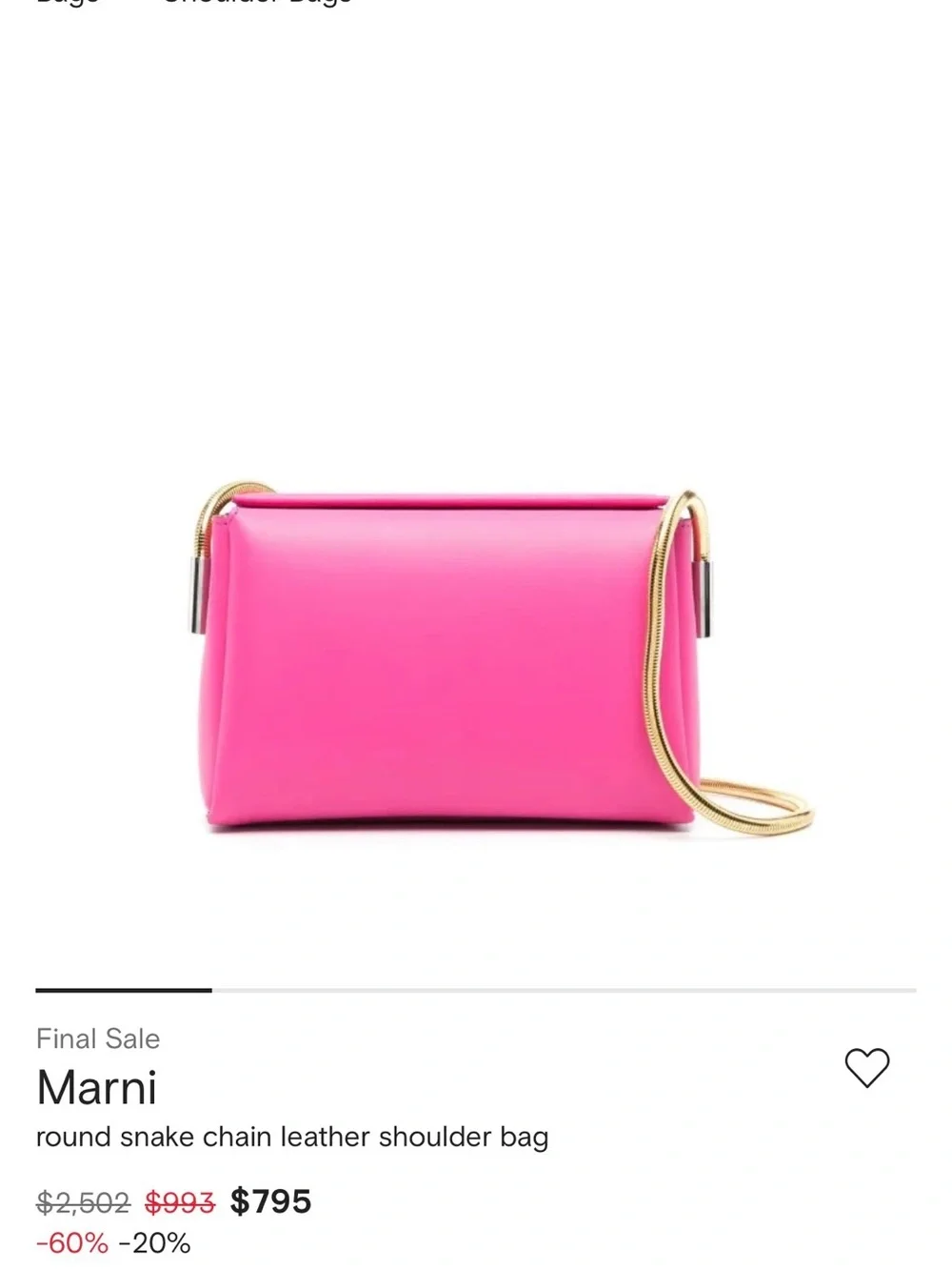 Marni Toggle Pink Leather Crossbody Bag with Gold Chain Strap